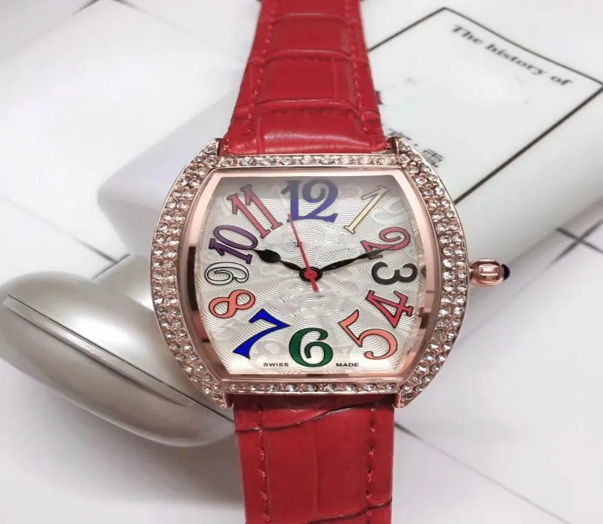 Multicolour créative concepteur de concepteurs montres de luxe Lady Diamond Watch Wartz en cuir en cuir