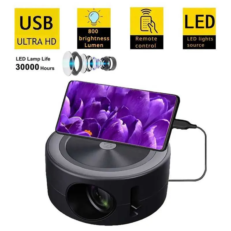 Projecteurs YT200 Portable Mini Projecteur HD Home Theatre LCD Childrens Téléphone Même écran Projecteur sans fil prend en charge iOS Android J240509