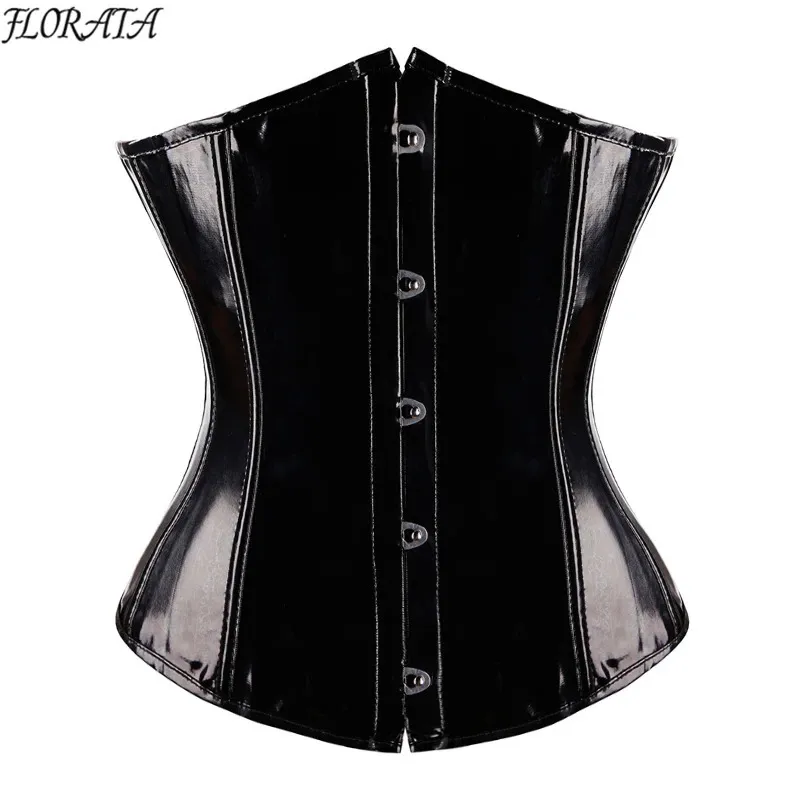 من المألوف المرأة الضيقة مشد مشد ضيقة مشد ضيقة وضيقة مشد تشكيل فقدان الوزن PVC Lingerie Training Top Steampunk 240430