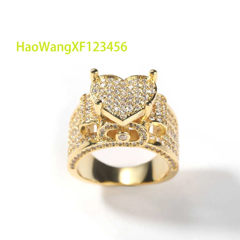 Nouvelle arrivée aaa zircon coeur forme de forme bling bling iced out crisstal women rappeur sonne bijoux pour hommes femmes