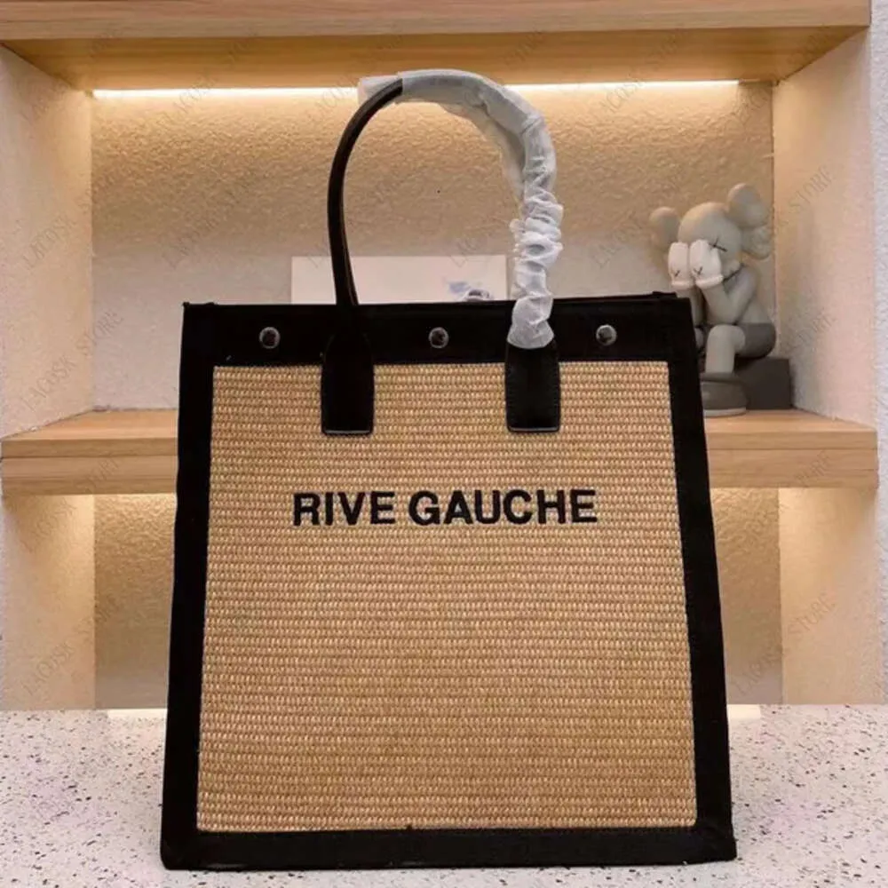 Rive Gauche Designer Women Bag Fashion Tote Canvas Raffia's Binkelentas Handtassen Grote strandzakken Luxe Travel Crossbody Zwarte schouder Duffle tas Laptop 329