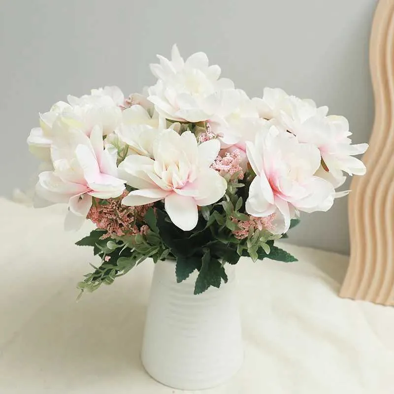 Decoratieve bloemen kransen witte orchideeën kunstmatige bloemen huistafel bruiloft festival decor lotus thee rozen boeket bruid diy krans nep bloem groothandel