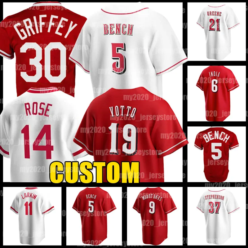 44 Elly de la Cruz 5 Johnny Bench Baseball Jersey 19 Joey Votto Jerseys Pete Rose 11 Barry Larkin Hunter Greene Tyler Stephenson Jonathan India Ken Griffey Jr