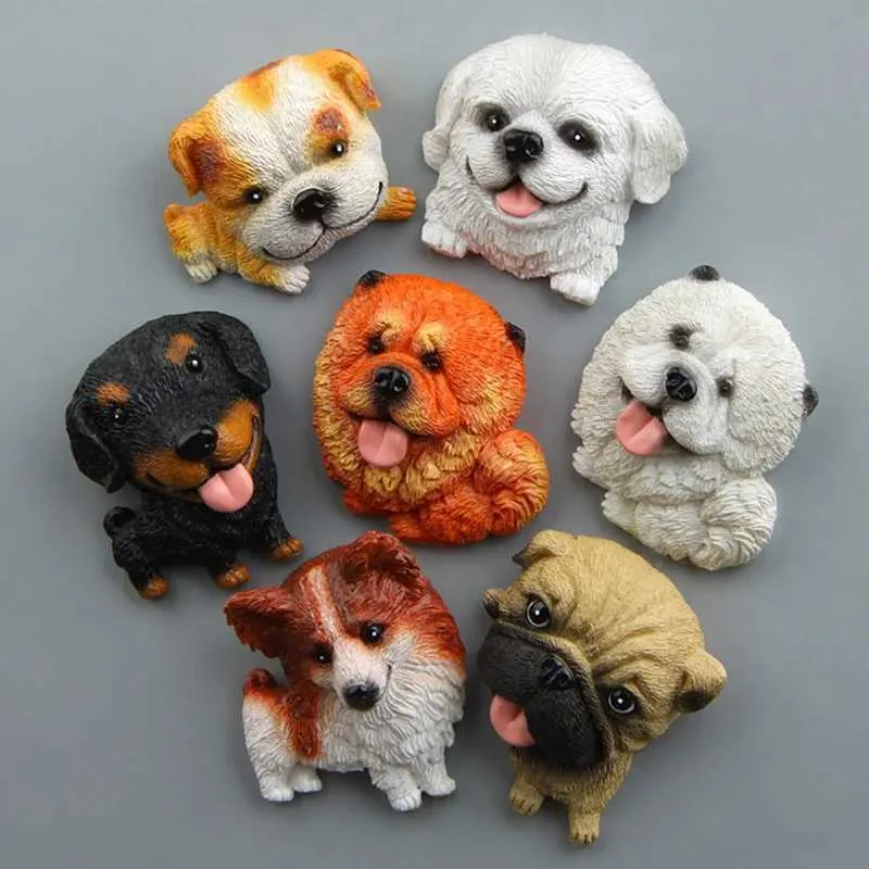 3pcsfridge magneti carini cani famosi in tutto il mondo Hutchiskoki bulldog modello fatto frigo magneti adesivi per frigorifero adesivi per bambola decorazione