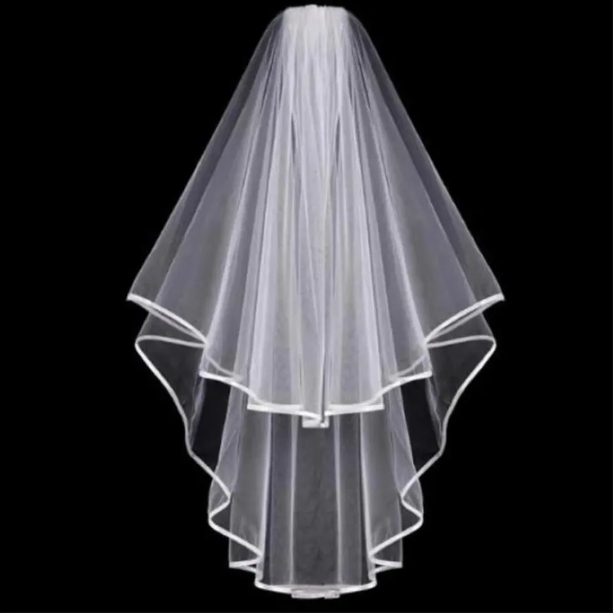 Veaux de mariée en tulle crinket hem de mariage voile courte accessoires de tête de marille mantille avec peigne 243v