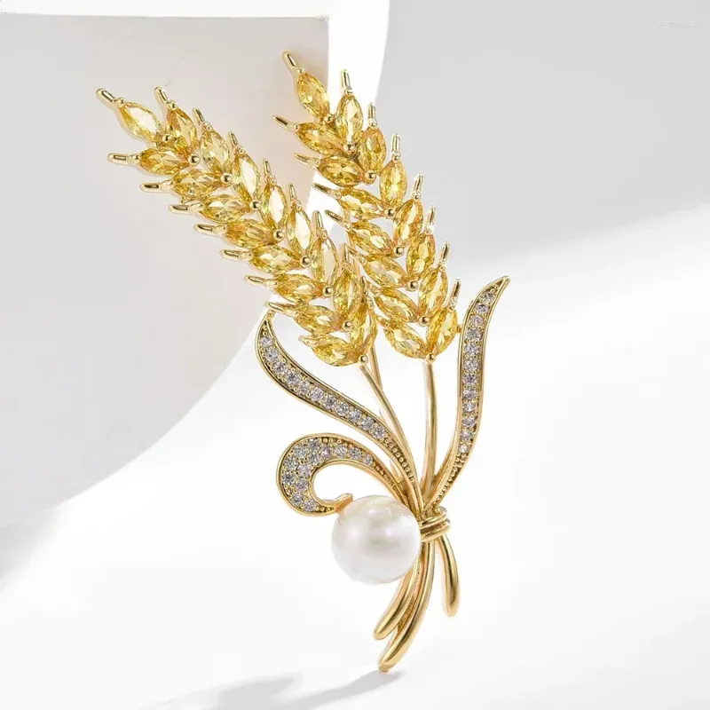 Broches luxe cristal blé oreille broche pour femmes hommes combinaisons marque étiquette en soie écharpe boucle épingle bijoux de bijoux