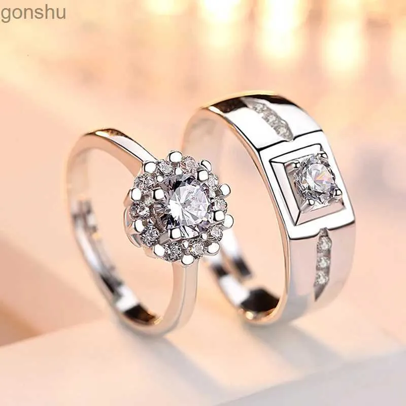 Parringar Klassiska par ring Sparkling Crystal CZ Stone Fashion Wedding Par Ring Romantic Valentines Day Gift Ring Accessories WX