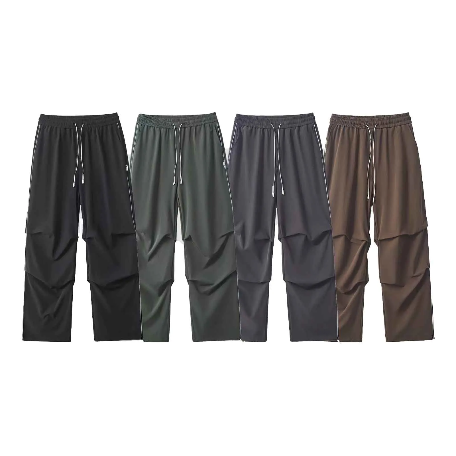 Pantalons de fret de navette extérieure urbaine pour hommes purs purs de coton pur couleurs de couleur décontractée estivale large jambe droite jambe paratrooper pantalon hommes