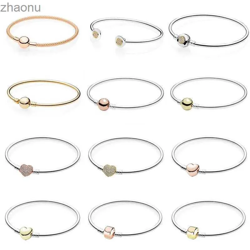 Chaîne Rose Gold Match Bracelet Bracelet Love Heart Signature Bracelet ouvert Signature adaptée à European Fine 925 Perges Pure Perles CHARM XW