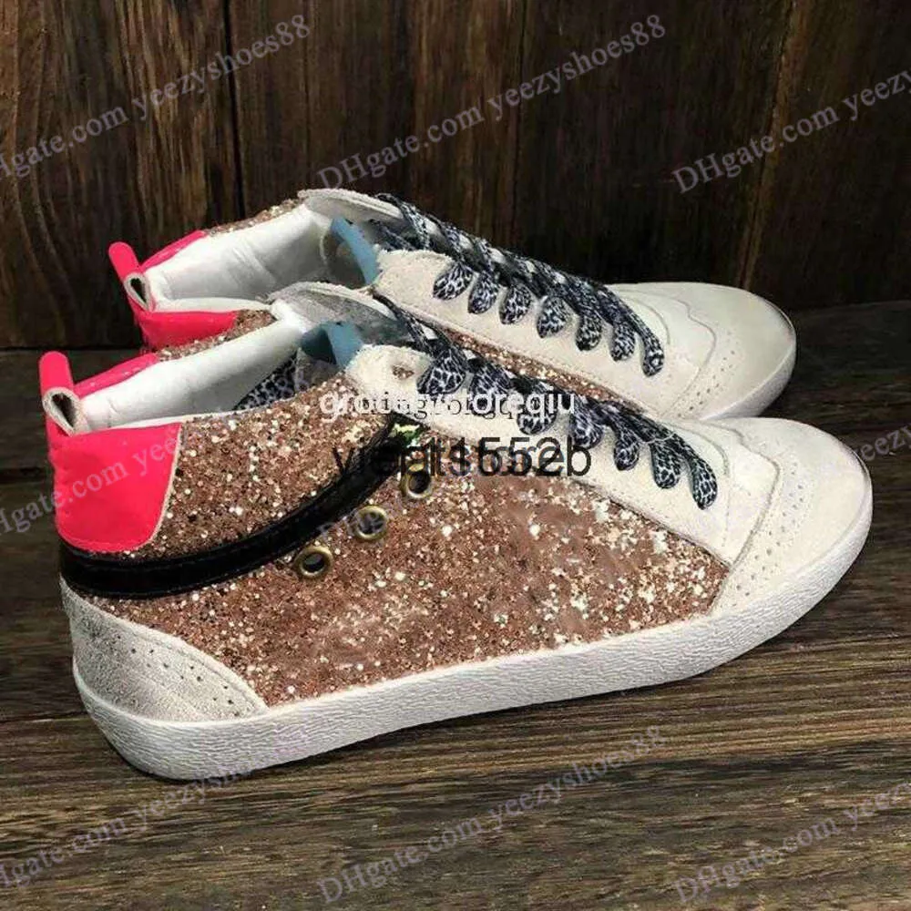 golden goosee NEW Designer Shoes Designer Italy Sneaker Mid Star Women Shoes Leopard Print Pink Gold Glitter Classic White Do Old Dirty