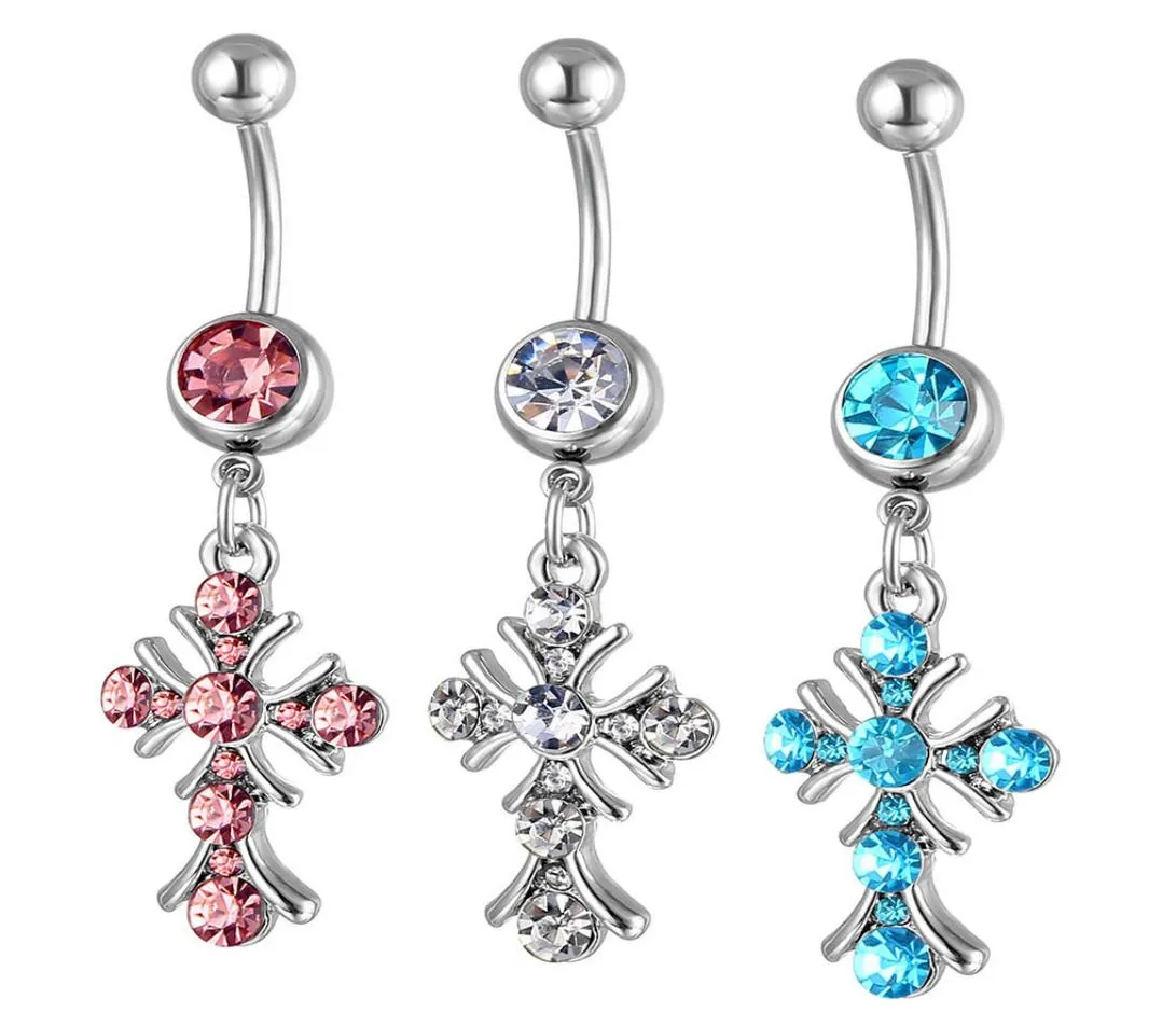D0550 Cross Belly Bell Button Ring Mix Colours01234561621546