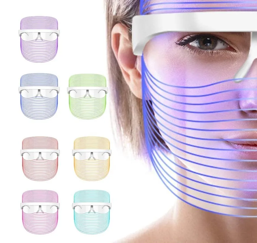 Top Design 7 Cores Máscara LED Máscara Cuidado com Ratrilhas de Acne Terapia Light Terapia Escudo USB Branquio recarregável PDT Machine PON F2209351