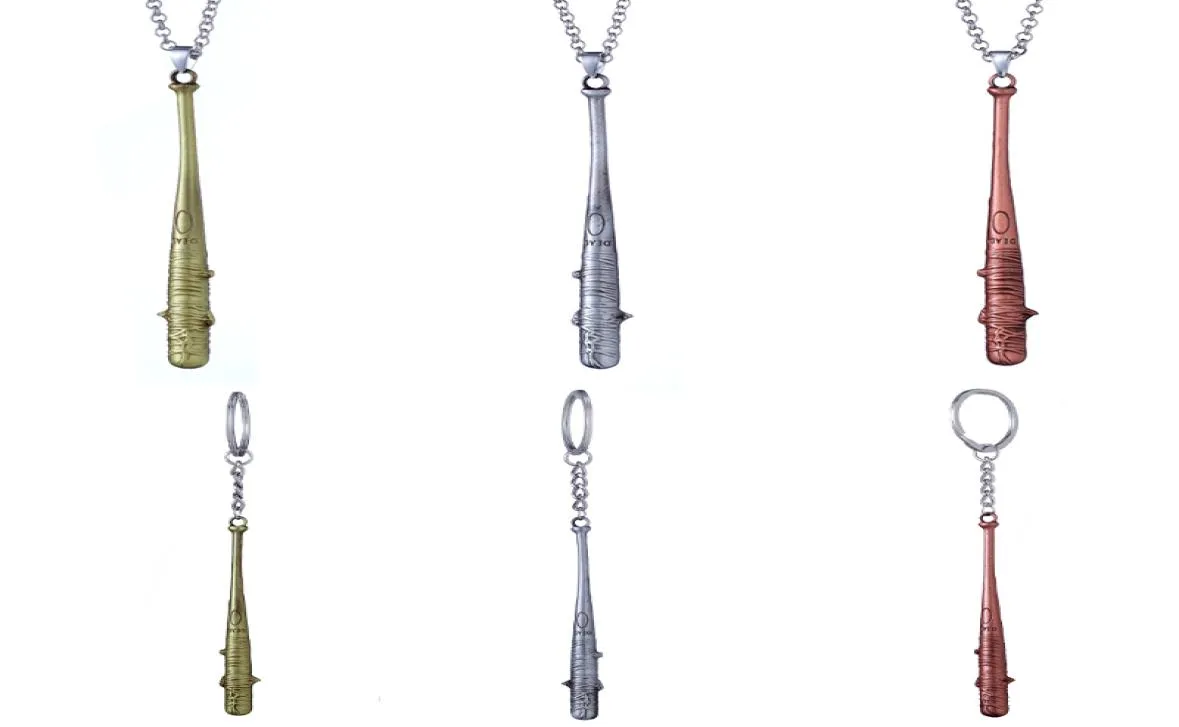 10pc Charm vintage The Walking Dead Keeman Negans Bat Lucille Keyring Baseball Chain per uomini Accessori per gioielli Wholesa1763201