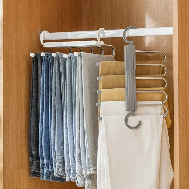 Multifunctionele 9 in 1 broek opslagrek verstelbare broekbladen opslagplank kast organisator roestvrijstalen kledinghanger