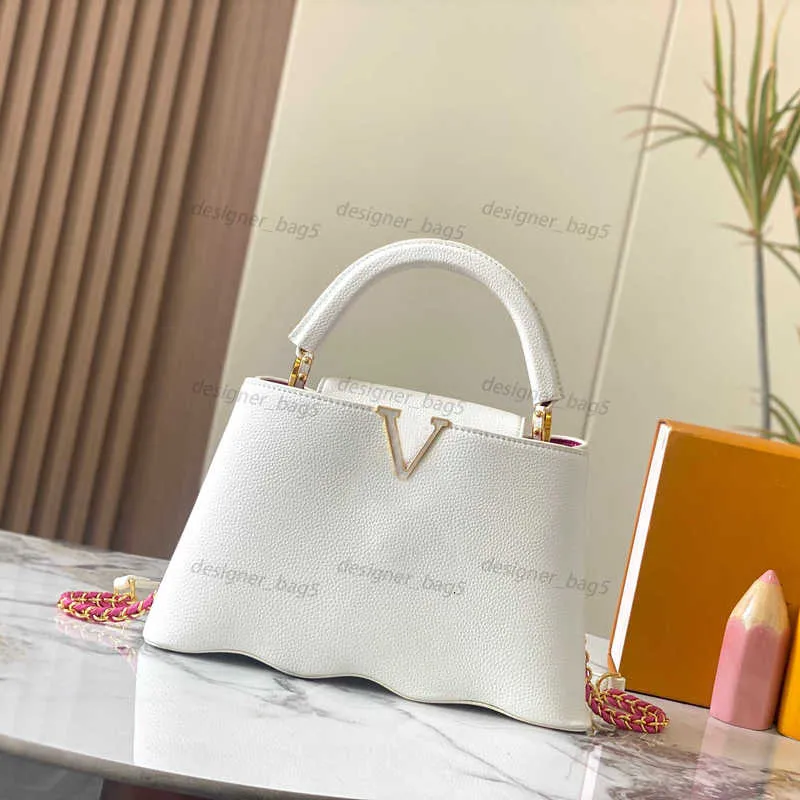 7A Mirror Quality Designer Bags Capucines BB Handbag Taurillon Leather Wavy Bottom Shoulder Tote 3 Sizes Women Crossbody Purse