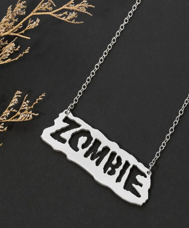 Collares colgantes Carta zombie creativa Collar hueco Men039s Hip Hop Punk Estilo de acero inoxidable Rapper Joyería Tren3894919