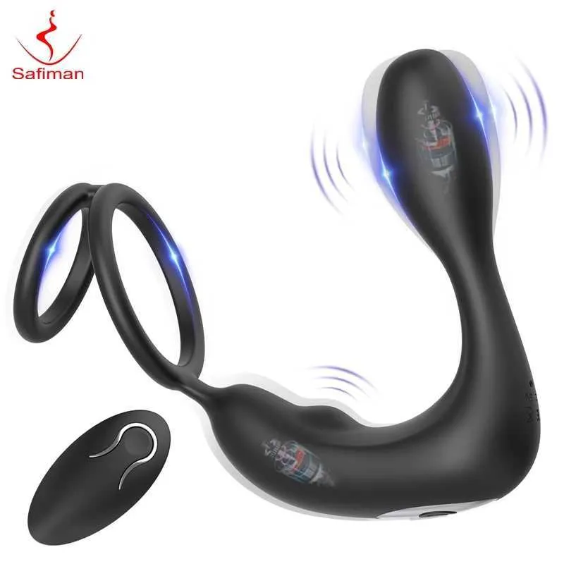 Andra hälsoskönhetsartiklar Safiman Prostate Massager Anal Vibrator Male With Rooster Ring Vibration Hip Plug lämplig för 12 vibrationsläge Trådlös Q240508