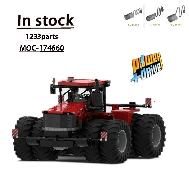 MOC-174660 Elektrische agrarische tractor Montage Splicing Building Block Model1233Parts Boy Birthday Blocks ToyGift 240428