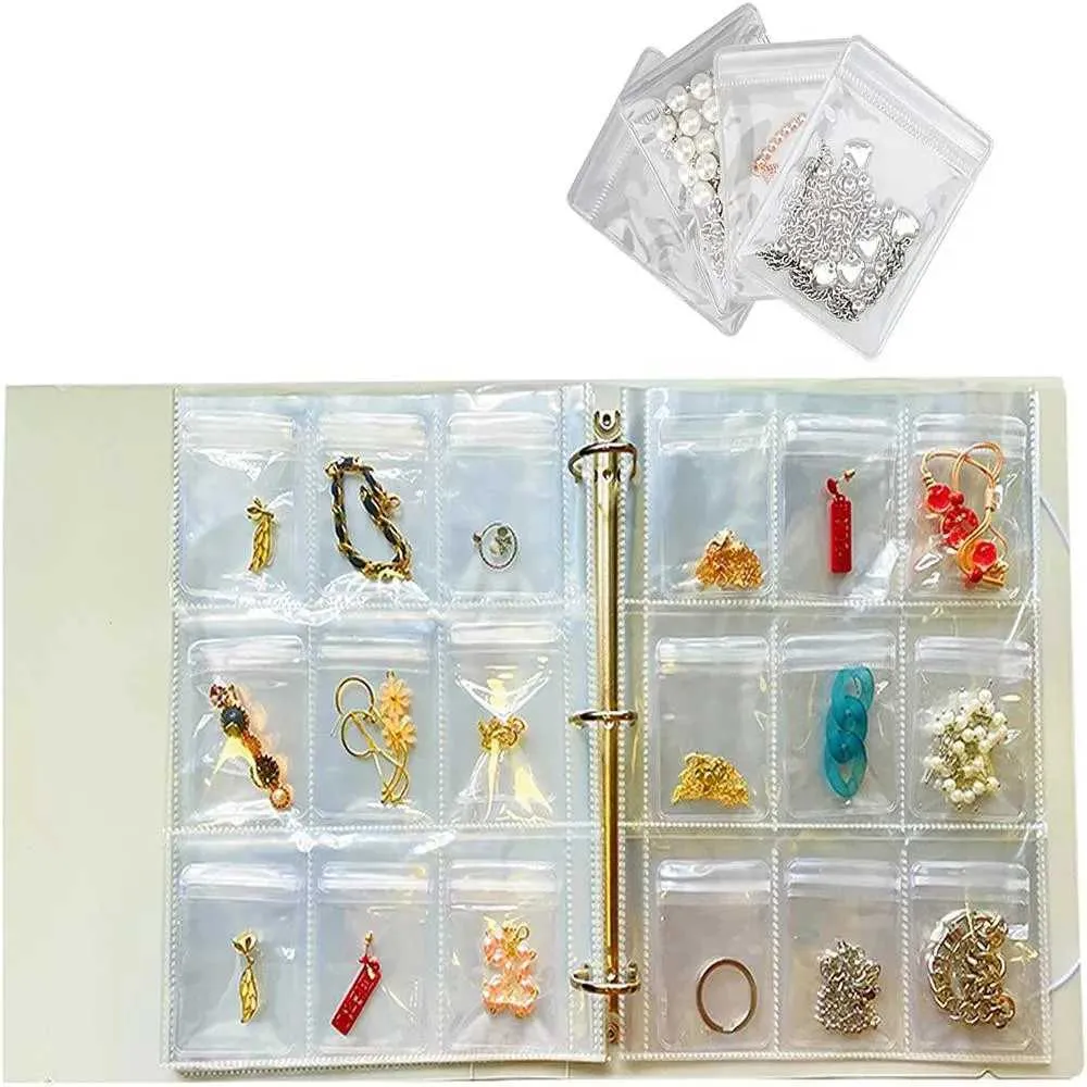 Boîtes à bijoux Mode 6 Grille Transparent Bijoux Storage Livre de voyage Organisateur de voyage Anti Oxydation Bagiseur d'organisateur de stockage de bijoux avec poches