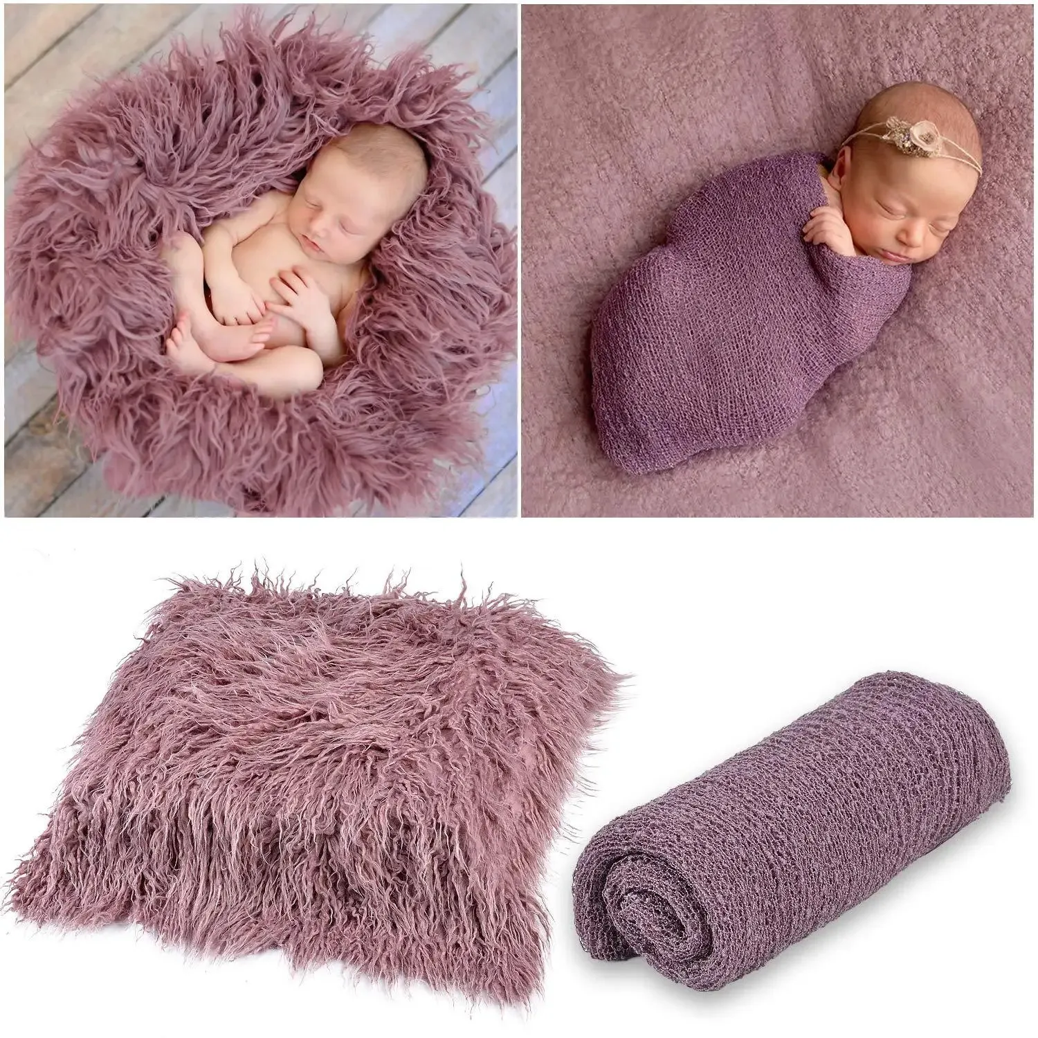 3pcs Born Pographie enveloppe des couvertures bébé en bas âge enveloppe et bande mohair stretch tricot swaddle wraps Studio accessori 240429