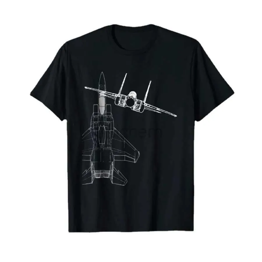 T-shirt maschile Design cool F-15 Eagle Line Art Military Jet Fighter T-shirt.T-shirt da uomo a maniche corte a maniche corte estate Nuova S-3XL D240509