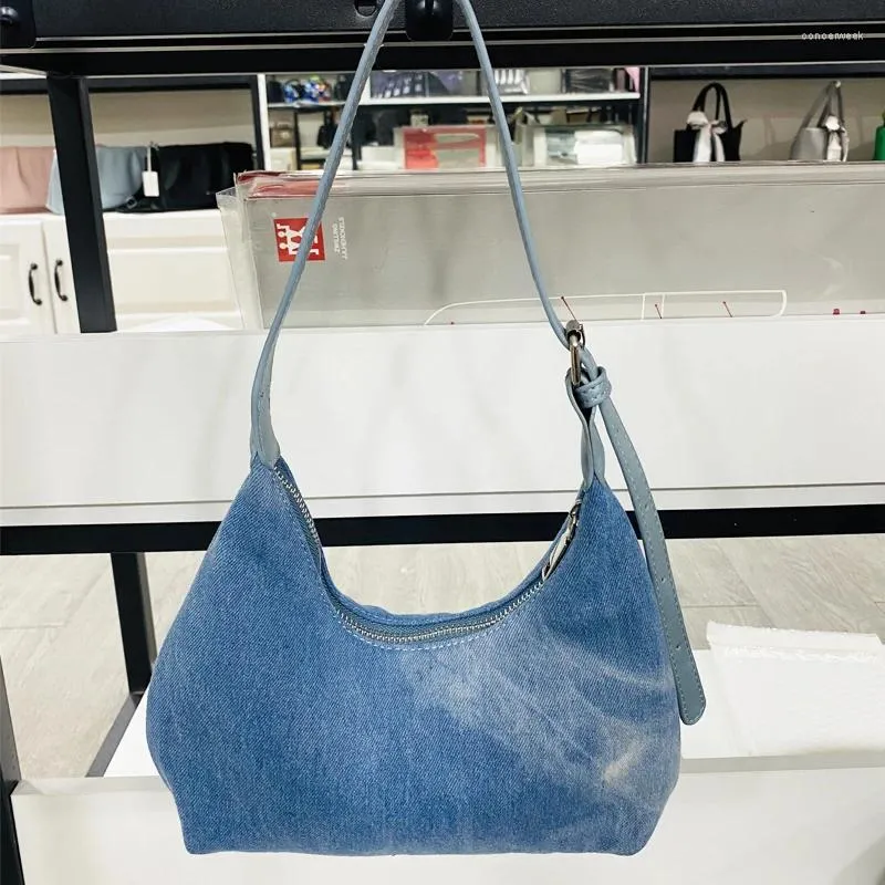 Sacchetti da sera con imbracatura vintage donna donna designer di lusso borsetta 2024 in materiale di denim hobos irregolare mobilità reticolare