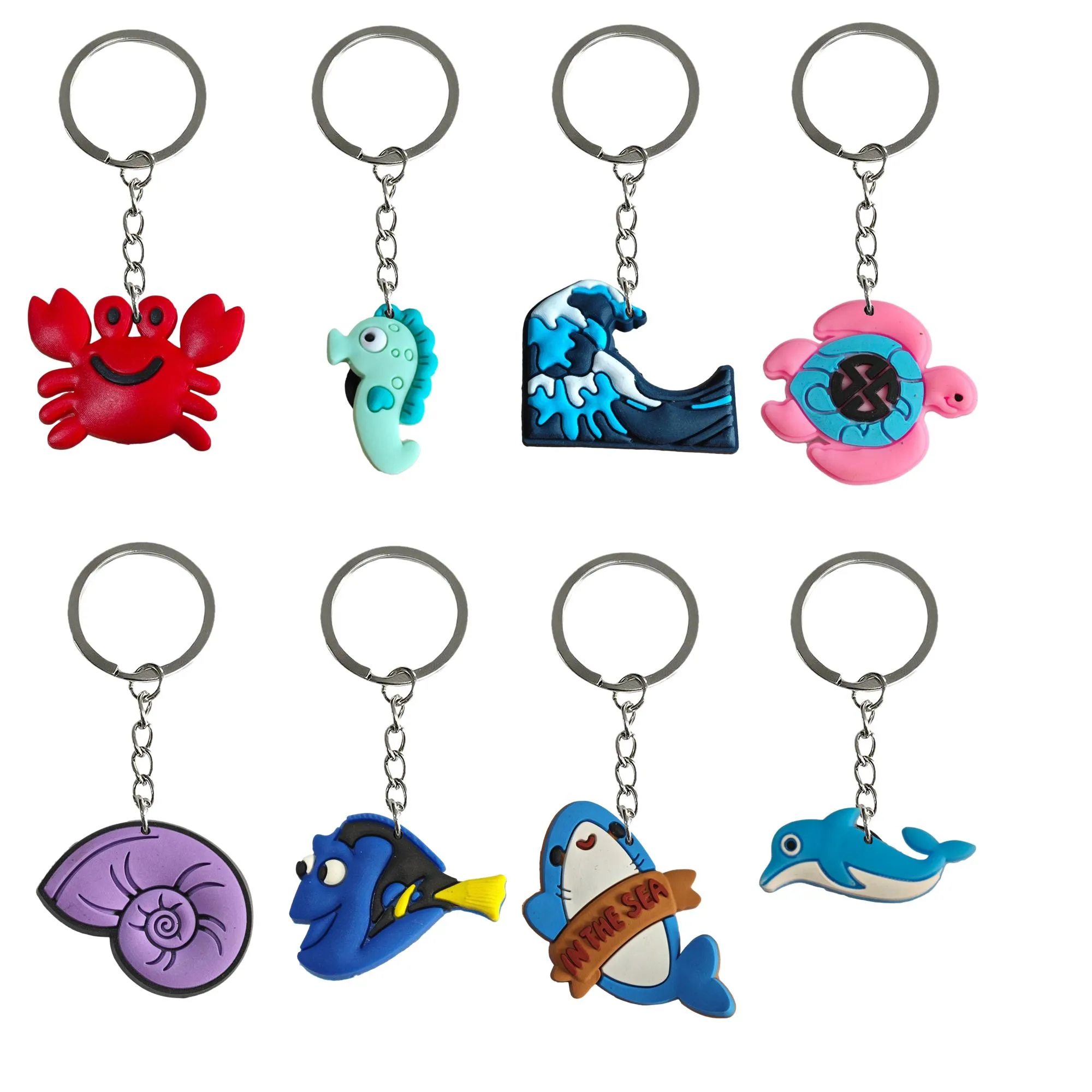 Keychains Lanyards Ocean World Keychain Key Ring pour filles mignon SILE Chain Adt Gift Boys Keyring Scolarbag approprié Bandi