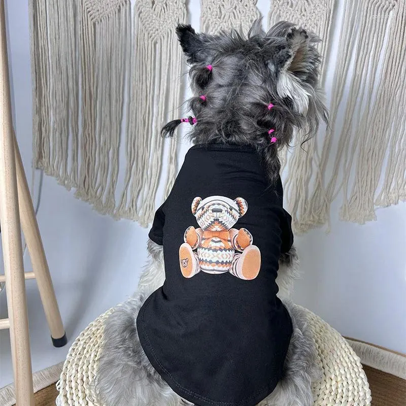 Designer de vestuário para cães Camiseta Pet Roupas de luxo de luxo Tops de verão para pequenos cães médios design clássico tee respirável