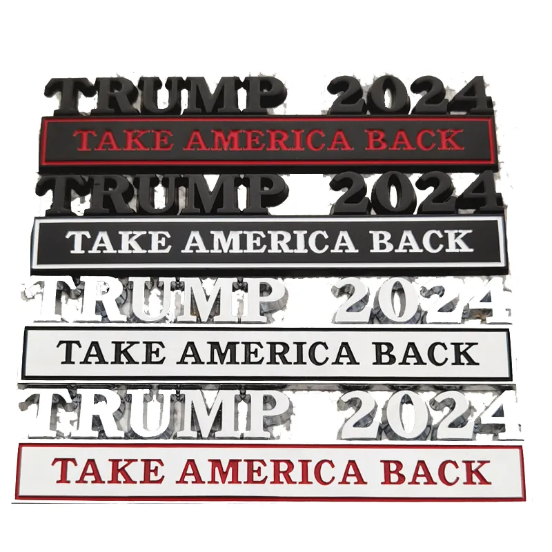 New Trump 2024 Car Metal Sticker Decoration Party Favor US Presidential Election Trump Supporter Body Leaf Board Banner 12.8X3CM
