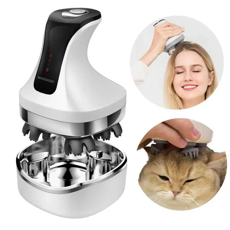 Hem Beauty Instrument Multi Claw Scalp Massager för huvudmassage Electric för att slappna av de djupa vävnaderna i axlar Arms Neck Knåd Kropp Cat Pet Home Q240508