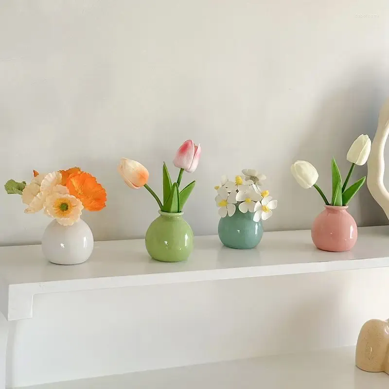 Vasos mini cerâmica vaso simples nórdico criativo flor casa sala de estar artesanato artesanato festas de casamento presentes de decoração