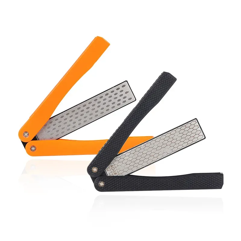 Superior Diamond Sharpensers dubbelsidig vikta fickkniv Whetstone Sharpening Stone Outdoor Kitchen Camping Tool Black Orange LL