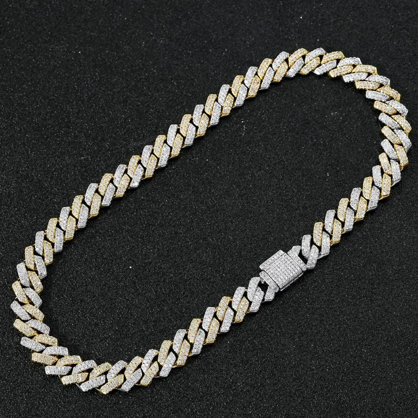 Mode Hip Hop Necklace Men Designer Bracelet 14mm Cuban Link -ketting Kettingen 16 18 20 22 24inch rapper Diamantketens Dubbele kleur Zi 242D