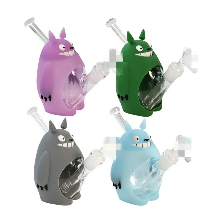 Bongos de cachecóis de chinchilas fofos moldam tubos de água de silicone com tigela de vidro tocco tabaco bloqueio de cachimbo de cachimbo de fumar