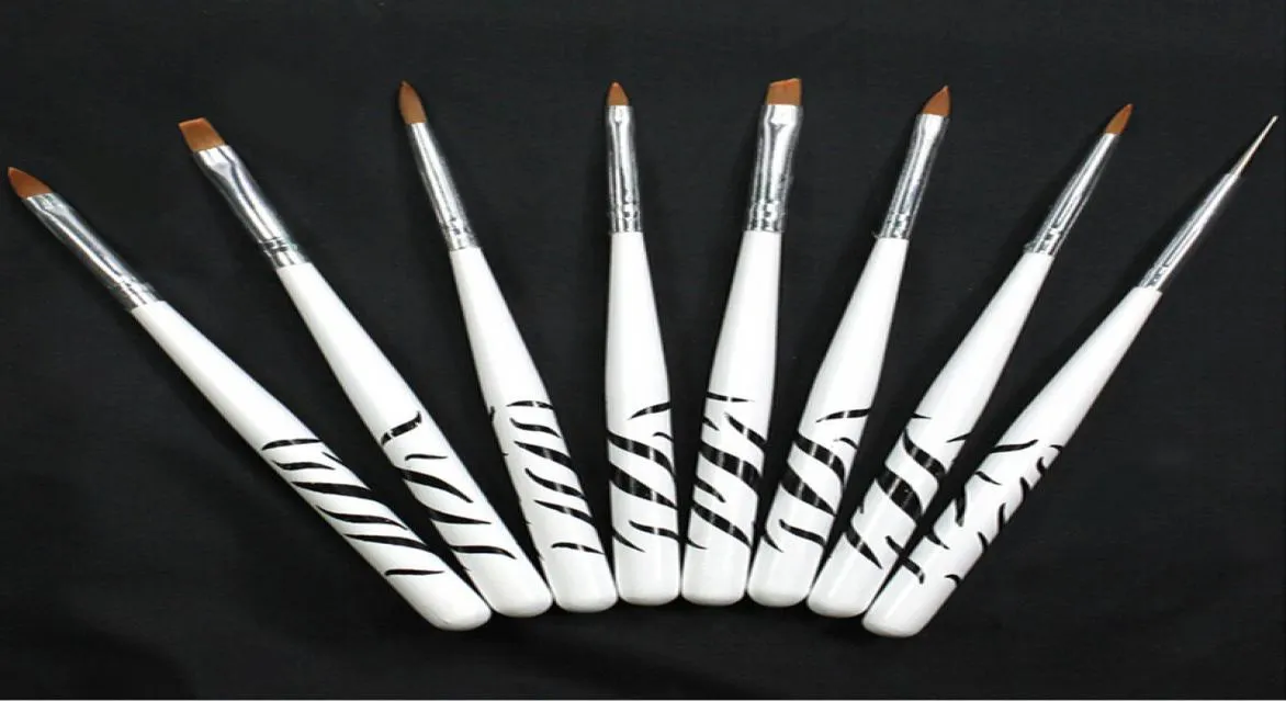 Whole8PCS Manicure Målningsverktyg Set Crystal Carved Potherapy Nail Pull Chien Brush Pen Zebra Whole M019074030697