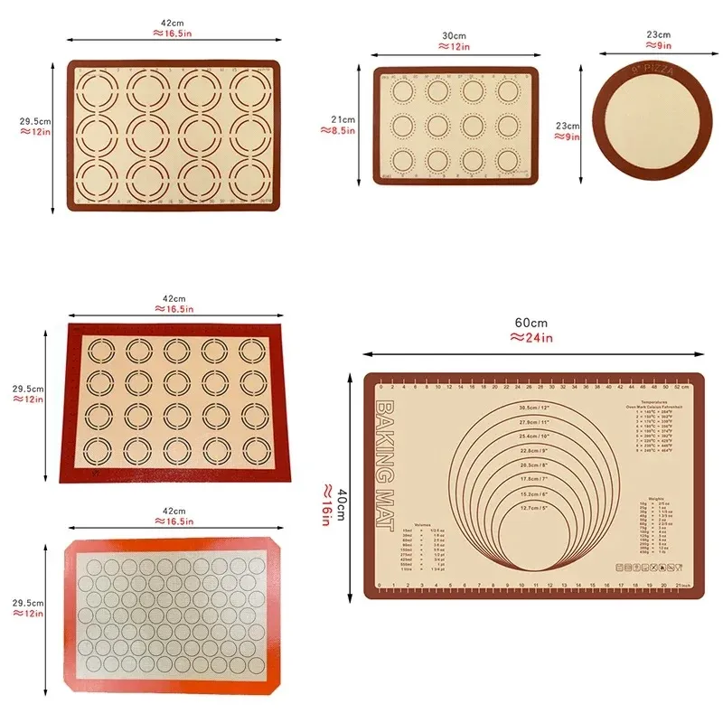 Nuevo revestimiento de almohadilla para hornear de silicona macarrones para pasteles para hornear horno resistente al calor de masa para masa de hojaldre accesorios de hojaldre