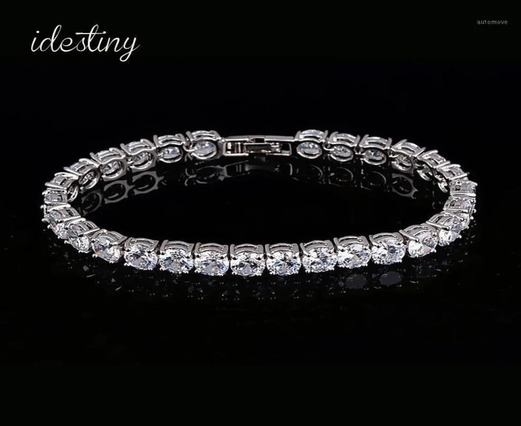 1111 Bracelet de tennis pour femme avec charme 6 mm Round Cubic Zirconia Pulseira Bijoux de mariage classique Lady Bracelet17544925