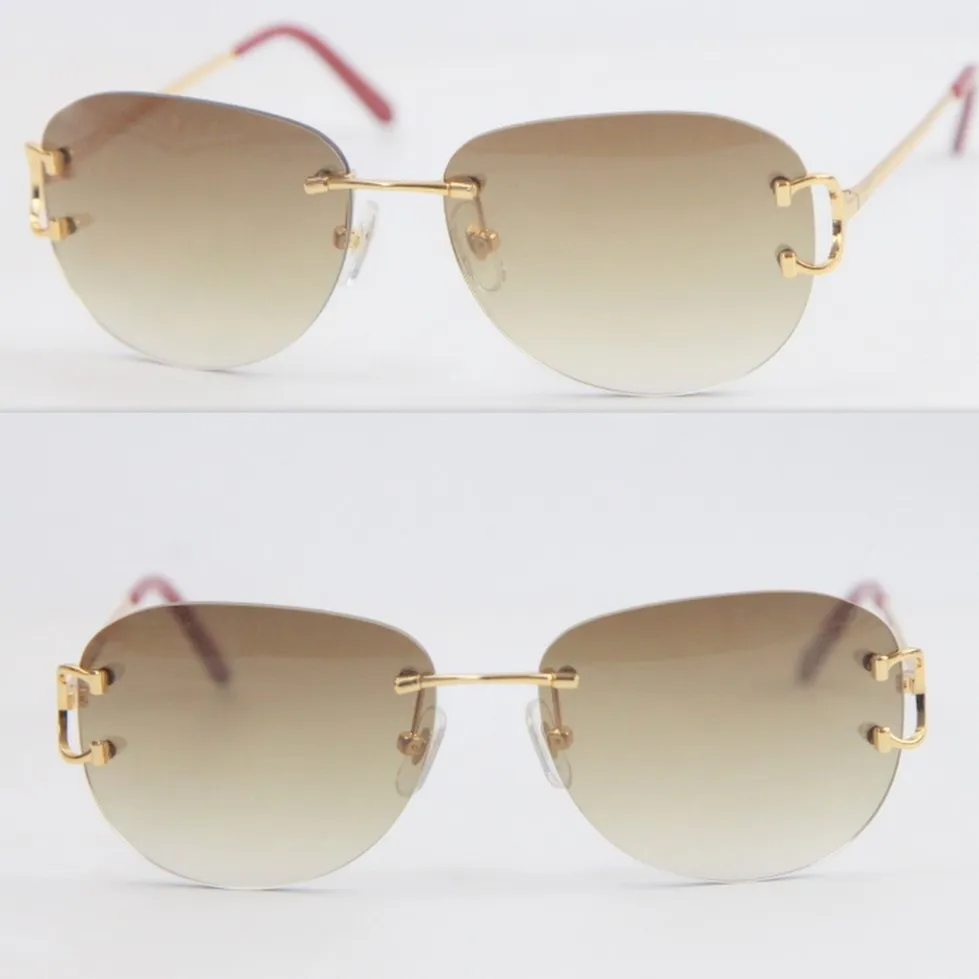 Großhandel verkaufen UV400 Schutz 4193828 Randless Sonnenbrille Mode Männer Frau Sportgläser im Freien im Freien 18k Gold Metall Rahmen Auge 211U