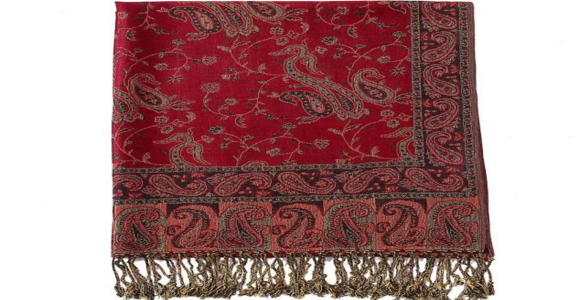 Fleurs de paisley Borders Modèle Pashmina Square de soie châle couverture de châle réversible vintage confortable avec franges 70x180cm 200G1071891