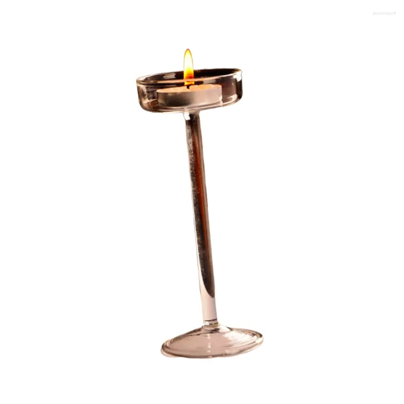 Kerzenhalter 11,5 cm europäischer Stil Goblet gestalteter Halter geblasener Glasstand hoher Kerzenhalter -Bar Party Dekorative