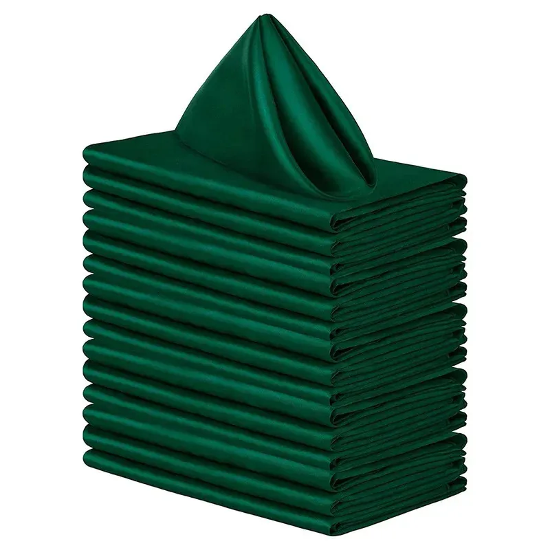 50pcs Satin Serviette 43cm43cm Serving Table Decor Dinner Handtuch für Hochzeitsfeier Home El Weihnachtsdekoration Servietten Green 240508