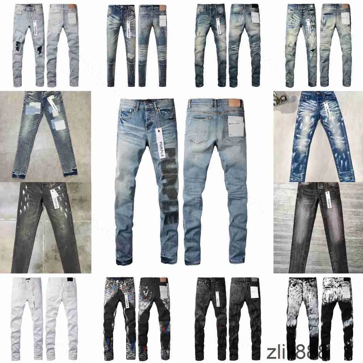 Purple Womens Designer Mens High Quality Ripped Fit Motorcycle Bikers Pantalon For Men Fashion Mens Design Streetwear Slim Jeans Taille 28-40 P2