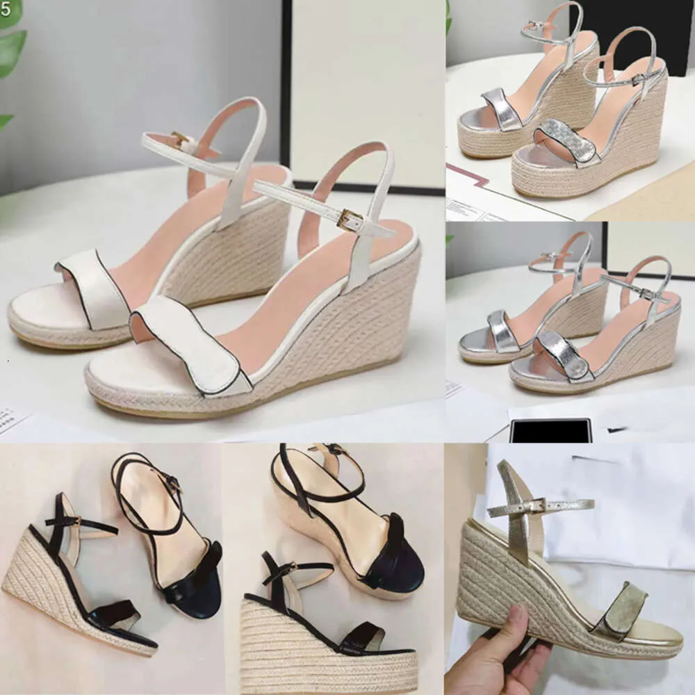 designer sandals wedge sandal espadrille platform wedge woody cross weave heels shoes adjustable ankle strap summer wedding with box 291