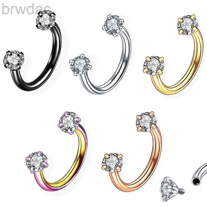 Navel ringen roestvrijstalen kristallen hoepelring Piercing neus oornel knoop ringen vrouwen mannen kraakbeen helix oorbellen daith piercing sieraden d240509