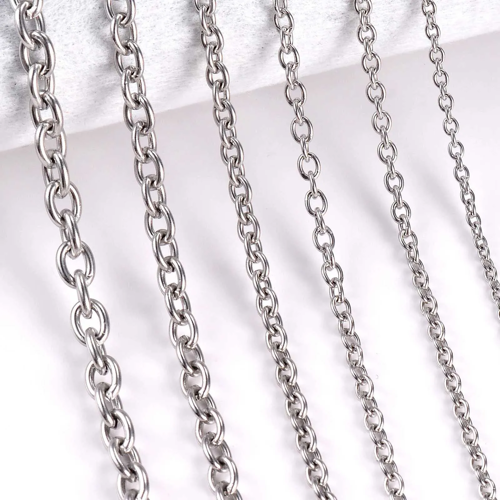 Ketten 1pc Breite 1,5 mm-6mm Edelstahlkreuz O Ketten Halskette für Frauen Männer DIY Schmuck Dünne Armband Halskette D240509
