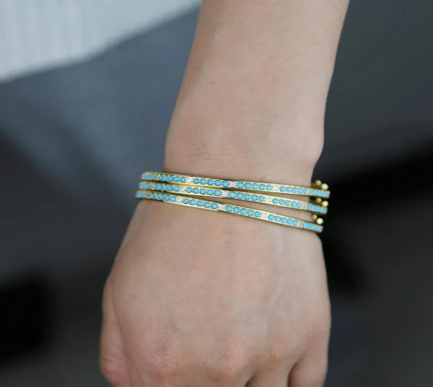 Nouvelle mode Femmes bracelet à main bijoux gold couleur étincelle claire cz bleu turquoises bracelets en pierre pour femmes entier5581348