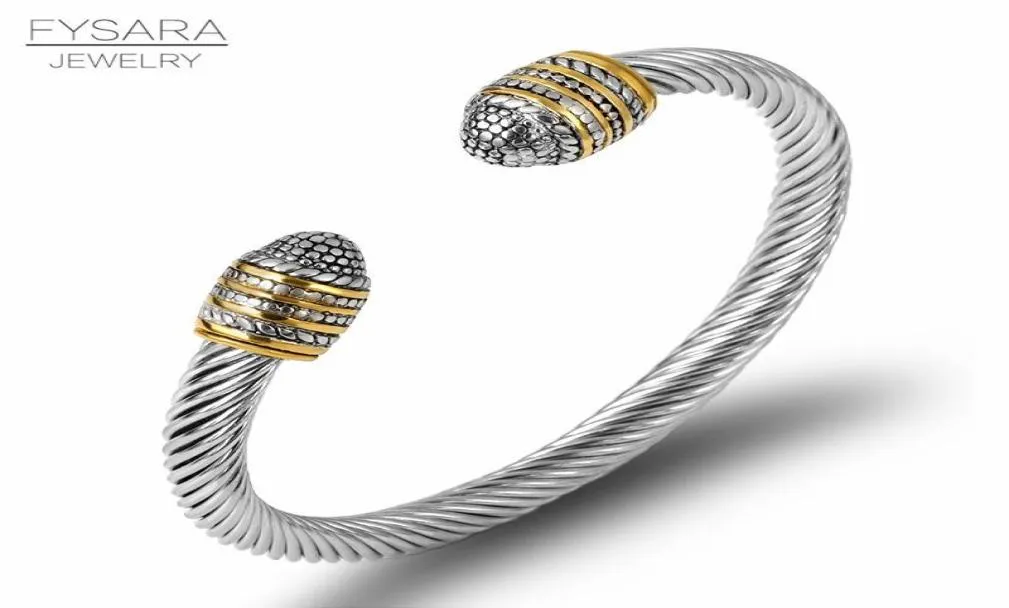 Câble Fysara Bangle 15 Design Cuff Twisted Classic Brand Bijoux pour femmes Bracelets noirs DesigyTBB5614749