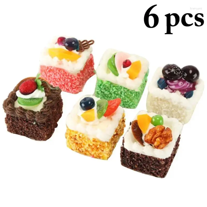 Dekorative Blumen 6pcs lebensechter künstlicher Kuchen Schöne realistische Realistik Dessert Kühlschrank Magnet Pografie Home Decor Bastel