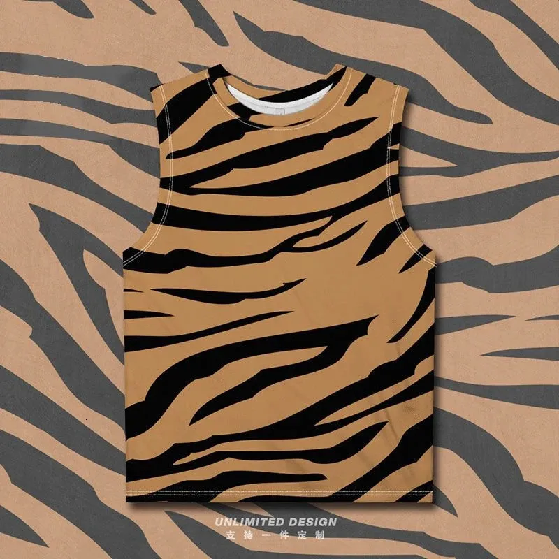 Tampa gráfica casual com estampa de leopardo para homens roupas harajuku moda havai animal colete de pele de pele tigre cistas de aloha praia tops 240508