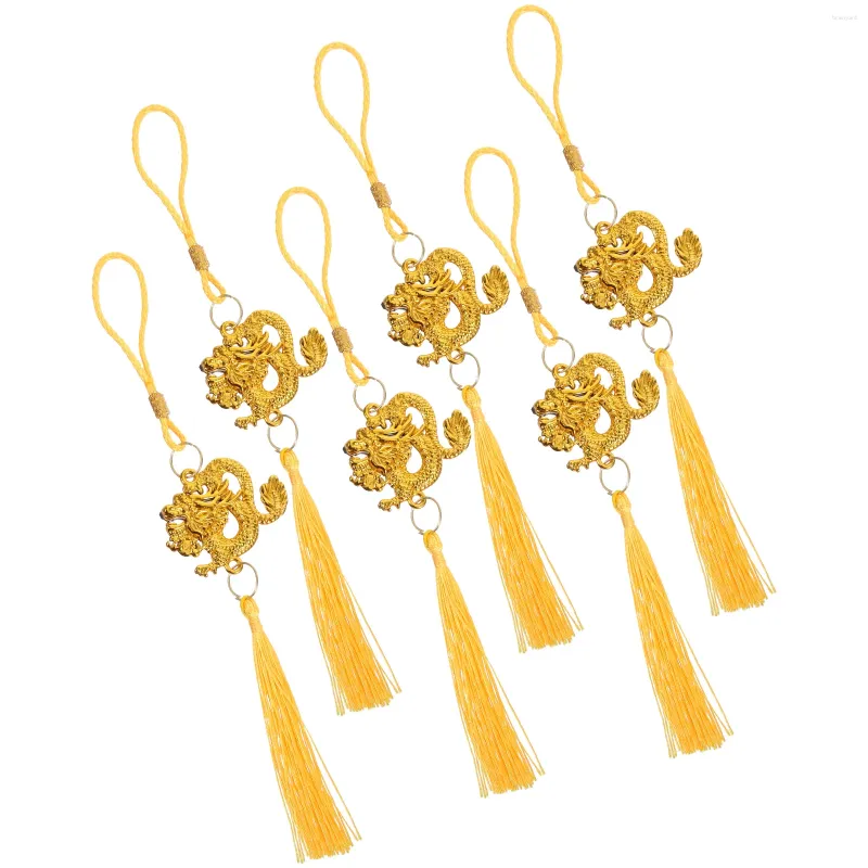 Dekoracyjne figurki 2024 Rok Tassel Charms Bonsai Dragon Statue Dekoracja Drzewo Money Parming Foney Tree (Yellow Little Dragon)